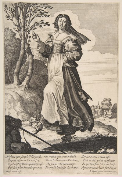 Ragazza del Villaggio che Balla, 1626-28 da Abraham Bosse