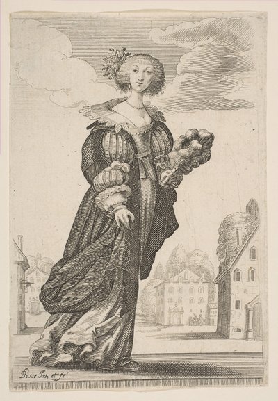 Donna con ventaglio da Abraham Bosse