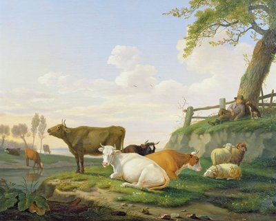 Mucche e pastore da Abraham Bruiningh van Worrell