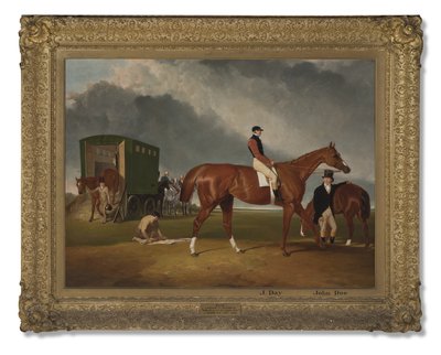 Ritratto del cavallo di Lord George Bentinck, Elis, con il cavaliere John Day e l
