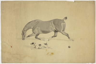 Cavallo e cane in corsa da Abraham Cooper