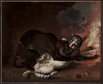 La scimmia e il gatto, probabilmente anni 1670 da Abraham Danielsz. Hondius