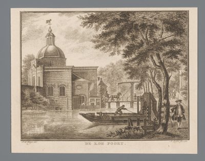 Gezicht op de Koepoort te Leiden De Koe Poort da Abraham Delfos