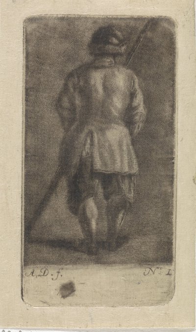 Uomo con bastone, visto di spalle da Abraham Delfos