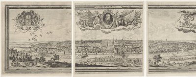Veduta di Bruxelles, composta da tre parti da Abraham Dircksz. Santvoort