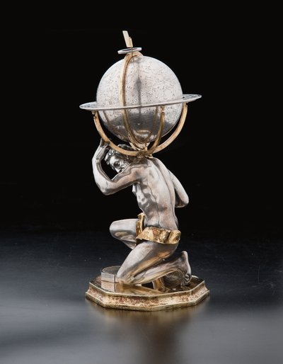 Due globi terrestri e celesti eccezionali, sostenuti da Ercole e Atlante, Augusta, 1697-99 da Abraham Drentwett