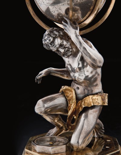 Due globi terrestri e celesti eccezionali, sostenuti da Ercole e Atlante, Augusta, 1697-99 da Abraham Drentwett