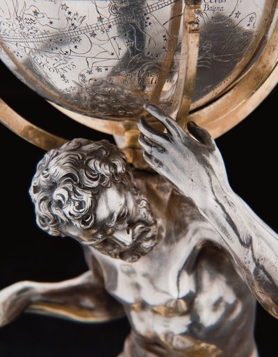 Due globi terrestri e celesti eccezionali, sostenuti da Ercole e Atlante, Augusta, 1697-99 da Abraham Drentwett