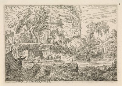 Paesaggio arcadico con arco di trionfo da Abraham Genoels