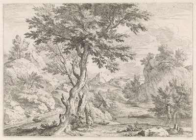 Paesaggio collinare con rocce da Abraham Genoels