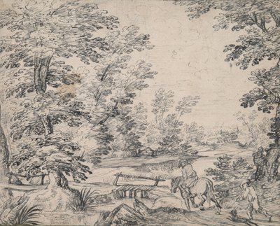Paesaggio con uomo a cavallo da Abraham Genoels