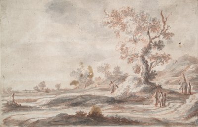 Paesaggio con vecchio albero e figure da Abraham Genoels