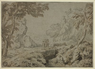 Paesaggio con satiro, capre e altre figure da Abraham Genoels II