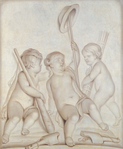 I tre cherubini, Putti con gli attributi di Ercole e Mercurio, 1767 da Abraham Hendrick van Beesten