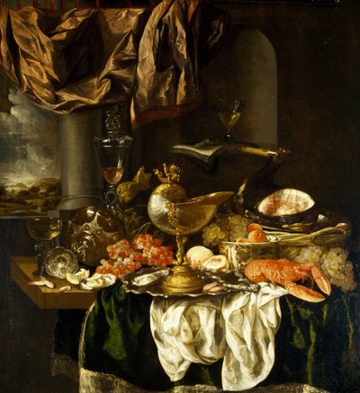 Natura Morta con Paesaggio, 1650s da Abraham Hendricksz van Beyeren