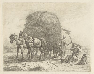 Contadino che beve presso un carro di fieno da Abraham Hendrik Winter