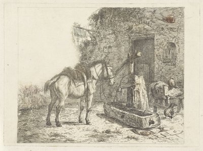 Cavallo davanti a una locanda da Abraham Hendrik Winter