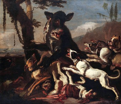 Caccia al cinghiale da Abraham Hondius