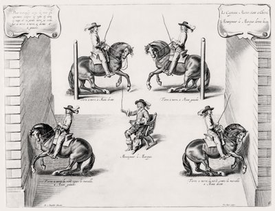 Illustrazione da un manuale di equitazione, inciso da Peeter Clouwet (1629-70), 1658 da Abraham Jansz. van after Diepenbeeck