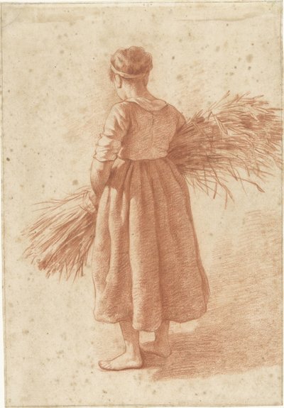 Donna in piedi con un fascio di grano da Abraham Johannes Ruytenschildt (attributed to)