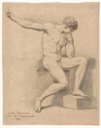 Nudo maschile seduto, visto di fronte (3° premio 1805) da Abraham Johannes Ruytenschildt