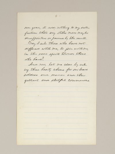 Manoscritto autografo del discorso di vittoria elettorale di Lincoln come Presidente, pronunciato a Washington D.C., dalla finestra della Casa Bianca la sera del 10 novembre da Abraham Lincoln