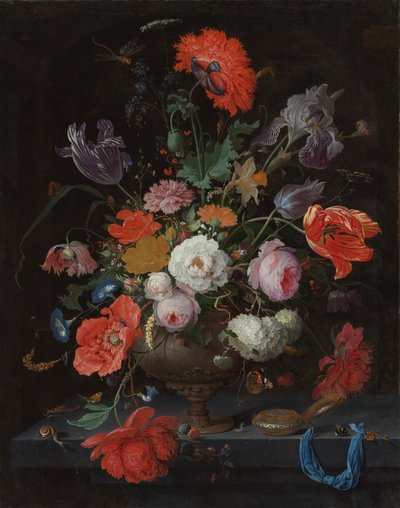 Natura Morta con Fiori e Orologio, c.1660-79 da Abraham Mignon