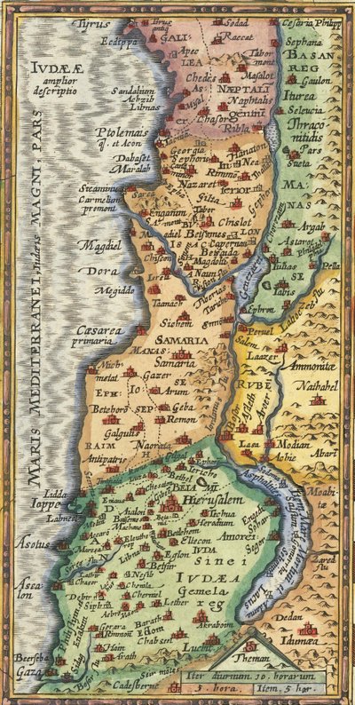 Dettaglio della mappa della Terra Santa di Abraham Ortelius del 1624 da Abraham Ortelius