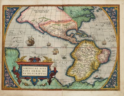 Americae Sive Novi Orbis, Nova Descriptio (Le Americhe o il Nuovo Mondo, nuova descrizione) da Abraham Ortelius