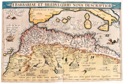 Barbariae and Biledulgerid, Nova Descriptio. Mappa geografica del nord Africa da "Theatrum Orbis Terrarum" di Abraham Ortelius da Abraham Ortelius