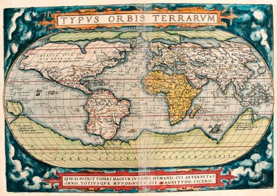 Mappa della Terra (Mappa del Mondo) Mappa geografica da "Theatrum Orbis Terrarum" di Abraham Ortelius (1527-1598) da Abraham Ortelius