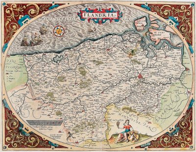 Mappa geografica del territorio delle Fiandre da "Theatrum Orbis Terrarum" di Abraham Ortelius da Abraham Ortelius