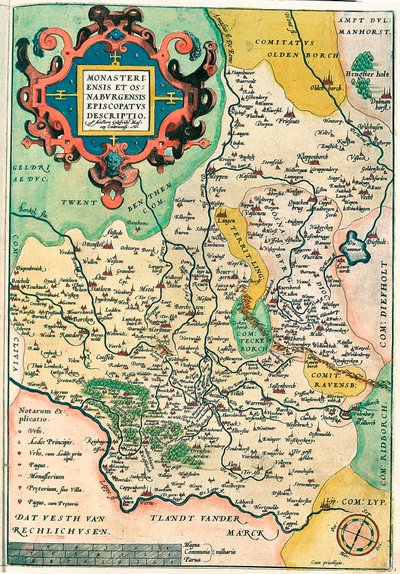 Franciae Orientalis: Monasteriensis Et Osnaburgensis Episcopatus Descriptio. Mappa geografica della Franconia in Germania da 