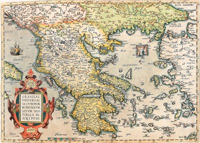 Graeciae Universae Secundum Hodiernum Neoterica Descriptio, mappa geografica del territorio della Grecia con il Peloponneso e le isole da 