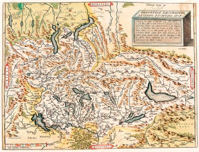 Helvetiae Descriptio Aegidio Tschudo Auct. Mappa geografica delle Alpi svizzere e francesi inclusi i laghi da 