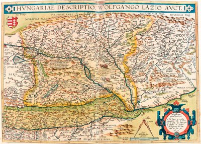 Hungarian Descriptio, Wolfgango Lazio Auct. Mappa geografica del territorio dell
