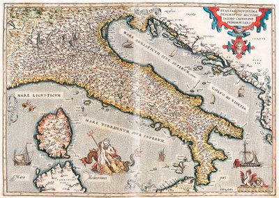 Italiae novissima descriptio auctore Iacobo Castaldo Pedemontano, mappa geografica del territorio dell
