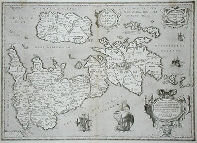 Mappa della Gran Bretagna e Irlanda da Abraham Ortelius