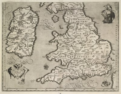 Mappa di Inghilterra, Galles e Irlanda, Theatrvm Orbis Terrarvm di Abraham Ortelius da Abraham Ortelius