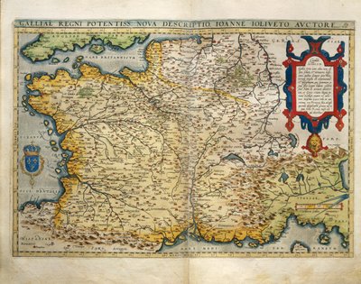 Mappa della Francia, da Theatrum Orbis Terrarum da Abraham Ortelius