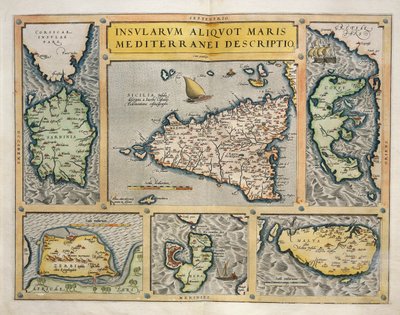 Mappa delle isole del Mediterraneo da Abraham Ortelius