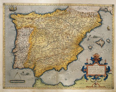 Mappa della penisola iberica, da Theatrum Orbis Terrarum di Abraham Ortelius da Abraham Ortelius