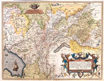 Paesi Bassi (Province: Olanda Settentrionale, Flevoland, Overijssel, Gheldria, Limburgo), Germania (Stati: Bassa Sassonia, Nord Reno-Westfalia) da Abraham Ortelius