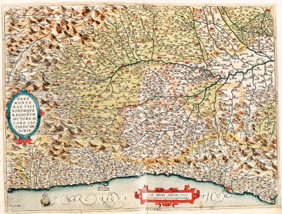 Pedemontanae Vicinorumque Regionum Auctore Iacobo Castaldo Descrip. Mappa geografica del territorio dell
