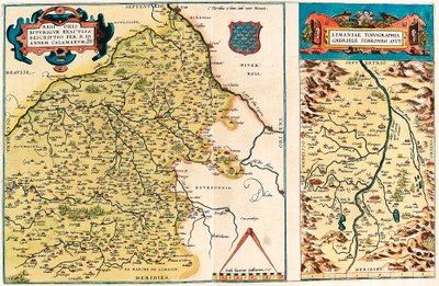 Regionis Biturigum accurata descriptio per D. Ioannem Calamaeum, mappa geografica del territorio di Bourges e della regione del centro in Gallia (Francia) da “Theatrum Orbis Terrarum” di Abraham Ortelius da Abraham Ortelius