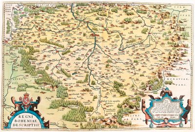 Regni Bohemiae Descriptio Mappa geografica del territorio della Boemia da 