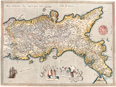 Regnii Neapolitani verissima secundum antiquorum et recentiorum traditionem descriptio, Pyrrho Ligorio auct. Mappa geografica del territorio del Regno di Napoli in Italia dal "Theatrum Orbis Terrarum" di Abraham Ortelius da Abraham Ortelius