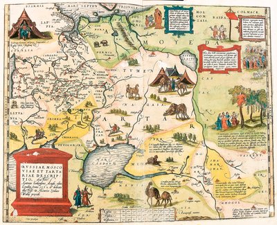 Russiae, Moscoviae and Tartariae descriptio. Auctore Antonio Ienkensono Anglo, edita Londini anno 1562 Mappa geografica del territorio della Russia da "Theatrum Orbis Terrarum" di Abraham Ortelius da Abraham Ortelius