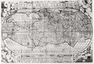 Typus Orbis Terrarum, mappa del mondo, 1577 da Abraham Ortelius