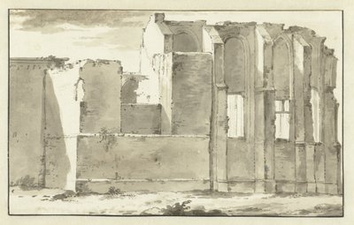 Veduta delle rovine del coro della Grande Chiesa a Zandvoort da Abraham Rademaker